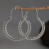 Vintage Tribal Silver Color Hoop Contemporary Earring Unique Handmade Earrings Jewelry Gifts for Her