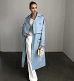 Purpdrank - 2023 Women Fashion Fall / Autumn 2 piece long trench coat Female outerwear blue Khaki