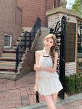 Japanese Kawaii 2 Piece Sets Women Casual Y2k Crop Top Vest + Mini Skirts Sexy Korean Fashion Suits Elegant Even Party Clothing