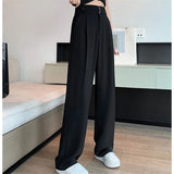 Purpdrank Summer Women's Casual Pants Wide Leg Pants Elegant Office Lady New Solid Color High Waist Loose Trousers Female