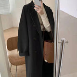 Purpdrank - 2023 Women Woolen Coat Washable  Stylish Buttons Belt Overcoat Autumn Winter Women Outwear Long Sleeve Streetwear Y2k New