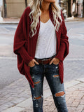 Purpdrank Casual Batwing Sleeves Loose Solid Color Cardigan Tops