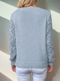 Elegant Hollow-Out Knit Pullover Sweater - 100% Acrylic Middle-Eastern Style Crew Neck Solid Color All Season Top