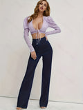 Chic Womens High Waist Solid Straight Leg Pants - Comfortable Work to Weekend Wear - Figure-Sculpting, Timeless hues, Everyday Essential