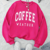 Purpdrank Coffee Print Pullover Sweatshirt, Casual Long Sleeve Crew Neck Sweatshirt For Fall & Winter, Women's Clothing