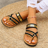 Purpdrank Lightweight Metallic Casual Slide Sandals - Women's Flat Summer Shoes, Clip Toe