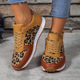 Purpdrank Stylish Women's Leopard Print Sneakers - Fashionable Lace Up Flats with Non-Slip Soles