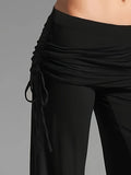 Stylish Ruched Waist Wide Leg Pants - Soft, Breathable, Drawstring Design for Comfortable Fit - Perfect for Spring & Summer, Women's Casual Solid Color Loose Pants