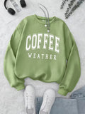 Purpdrank Coffee Print Pullover Sweatshirt, Casual Long Sleeve Crew Neck Sweatshirt For Fall & Winter, Women's Clothing