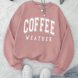 Purpdrank Coffee Print Pullover Sweatshirt, Casual Long Sleeve Crew Neck Sweatshirt For Fall & Winter, Women's Clothing