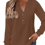 Purpdrank Plus Size Womens Soft Cable Knit Top with Trendy Button Detail - V Neck, Long Sleeve, Slight Stretch for Casual Comfort