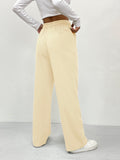 Solid Drawstring Pants, Casual Wide Leg Elastic Waist Pants, Women's Clothing