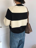 Purpdrank Casual Buttoned Contrast Color Striped Cardigan Tops