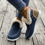 Cozy Women's Slip-On Ankle Boots - Plush Lined, Round Toe, Flat Heel, Soft Sole for Winter Comfort