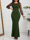 Elegant Mermaid Maxi Dress for Women: Chic, Comfortable & Versatile - Perfect for Any Season, with a Sophisticated Crew Neck and Flattering Bodycon Fit