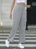 High Waist Solid Pleated Straight Leg Pants - Chic Casual Style for Women - Comfort Fit, Fashion-forward Wardrobe Essential