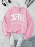 Purpdrank Coffee Print Pullover Sweatshirt, Casual Long Sleeve Crew Neck Sweatshirt For Fall & Winter, Women's Clothing