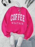 Purpdrank Coffee Print Pullover Sweatshirt, Casual Long Sleeve Crew Neck Sweatshirt For Fall & Winter, Women's Clothing