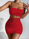 Purpdrank Trendy Y2K Inspired Solid Hollow Bodycon Cami Dress - Women's Sexy Spaghetti Dresses for Spring & Summer - Body Hugging, Mini Length, Sleeveless, V Neckline, Backless, Perfect for Outdoor Events and Casual Gathering