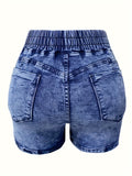 Purpdrank High-waisted Stretch Slim-fit Denim Shorts - Women's Lace-up Hip Wrap Hot Pants