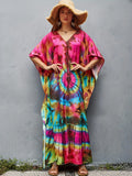 Kaftan Dresses For Women V-Neck Ethnic Print Loose Caftan Loungewear Plus Size Swimsuit Beach Cover Up