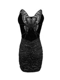 Glitter Butterfly Pattern Hollow Out Bodycon Dress, Elegant Sleeveless Backless Dress, Women's Clothing For Party Dressing