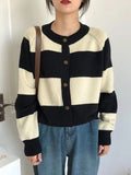 Purpdrank Casual Buttoned Contrast Color Striped Cardigan Tops