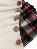 Warm & Stylish Tartan Hoodie with Decorative Buttons - Perfect Fit, Easy-Care Casual Winter Wear for Women