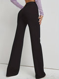 Chic Womens High Waist Solid Straight Leg Pants - Comfortable Work to Weekend Wear - Figure-Sculpting, Timeless hues, Everyday Essential