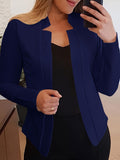 Stylish Solid Open Front Long Sleeve Blazer - Elegant, Slim-Fitting, Work-Ready Office Outerwear for Women - Perfect for Business Casual Events and Daily Wear