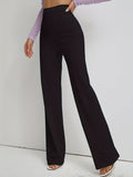 Chic Womens High Waist Solid Straight Leg Pants - Comfortable Work to Weekend Wear - Figure-Sculpting, Timeless hues, Everyday Essential