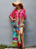 Kaftan Dresses For Women V-Neck Ethnic Print Loose Caftan Loungewear Plus Size Swimsuit Beach Cover Up