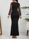 Elegant Mermaid Maxi Dress for Women: Chic, Comfortable & Versatile - Perfect for Any Season, with a Sophisticated Crew Neck and Flattering Bodycon Fit