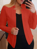 Stylish Solid Open Front Long Sleeve Blazer - Elegant, Slim-Fitting, Work-Ready Office Outerwear for Women - Perfect for Business Casual Events and Daily Wear