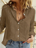 Purpdrank Elegant Spring/Fall Linen Shirt for Women: Versatile, Durable & Easy-Care; Perfect Blend of Style & Comfort