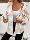 Purpdrank Cozy Plaid Faux Fur Fuzzy Coat - Stylish Button Front Long Sleeve Warm Outerwear - Designed for Womens Fall & Winter Fashion