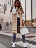 Chic Sleeveless Hooded Coat – Warm, Button-Front, Long-Length – Versatile Fashion for Women