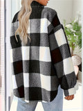 Purpdrank Stylish Plaid Fleece Jacket - Soft, Warm, and Elegant Long Sleeve Outerwear for Fall and Winter - Women's Fleece Clothing with Button Front and Classic Pattern Design