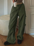 Stylish Y2K Cargo Parachute Pants - Women's Casual Baggy Pants for Everyday Wear - Comfortable, Relaxed Fit, Multiple Pockets, and Versatile Design