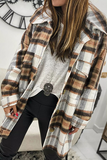 Purpdrank - Plaid Lapel Hem Slit Loose Coat