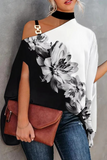 Purpdrank - Fashion Print Patchwork One Shoulder Blouses(5 Colors)