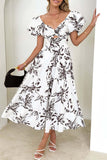 Purpdrank - Sweet Elegant Floral Hollowed Out Off the Shoulder Printed Dress Dresses