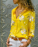 Purpdrank - Women's Blouse Shirt Leopard Floral Flower Long Sleeve Print Shirt Collar Tops Casual Basic Top Leopard White Yellow / Work-826