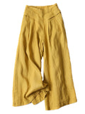 Purpdrank - Solid Color Ramie Cotton Plus Size Loose Ninth Wide-Leg Pants
