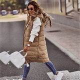 Purpdrank - Warm Winter Women Long Vests Fashion Hooded Sleeveless Casual Lady Brief Outwear Vest Blouse Shirts Coat Femme Sweatshirt