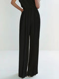 Purpdrank - Urban Solid Color Pleats High Waisted Wide Leg Pants