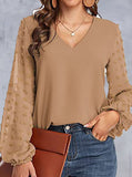 Purpdrank - V-Neck Paneled Casual Long-Sleeve Blouse