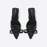 Purpdrank - Women Pointed Head Thin Heel Butterfly Knot High Heeled Sandals