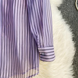 Purpdrank - 2023 Spring Summer New Fashion Striped Shirt Women's Ruffled Loose Thin Long Sleeve Shirt Tops  Blouse