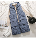 Purpdrank - Autumn winter new long paragraph over the knee hooded cotton vest female Slim sleeveless down womens vests winter waistcoat